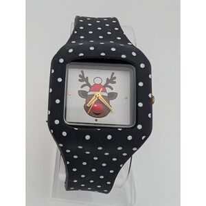 Aeropostale Rudolph Reindeer Watch Kids Black Silicone Band- New Battery‎